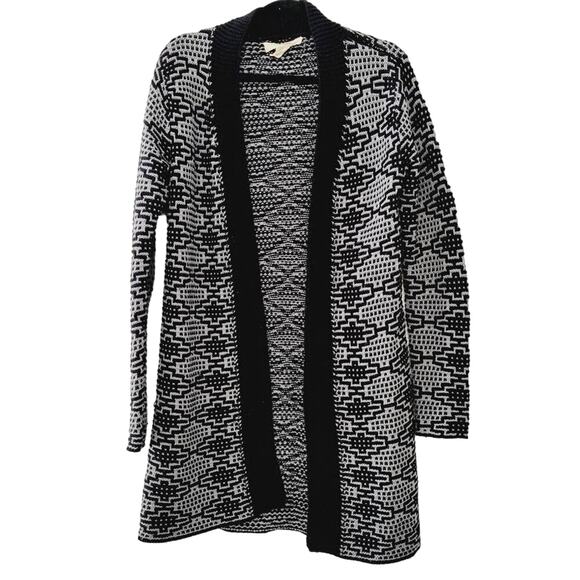 Work Shop by Andrea Jovine Womens Boho Grey & Black Duster Cardigan Sweater, S - Picture 1 of 11